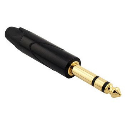 Разъем под пайку Jack 6.35mm Stereo (Black) TC145