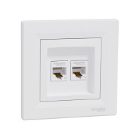 Розетка двойная компьютерная SE EPH4400121 Asfora RJ45 в сборе белый Розетка двойная компьютерная SE EPH4400121 Asfora RJ45 в сборе белый