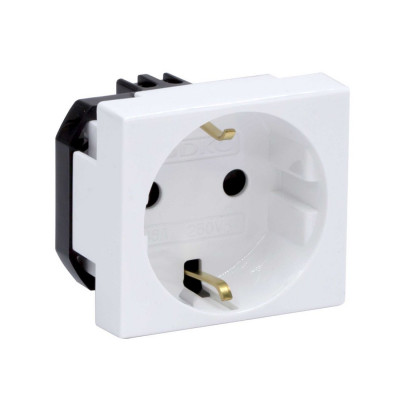 Розетка силовая серии Viva DKC 45005 2Р+Е со шторками белая Розетка силовая серии Viva DKC 45005 2Р+Е со шторками белая