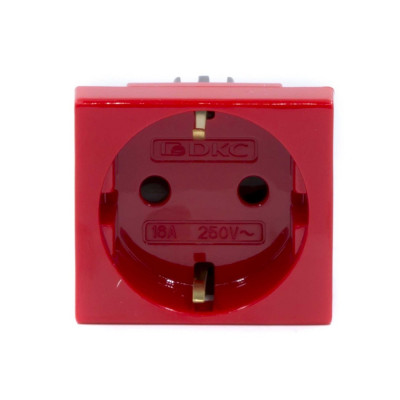 Розетка силовая серии Viva DKC 45015 2Р+Е со шторками красная Розетка силовая серии Viva DKC 45015 2Р+Е со шторками красная
