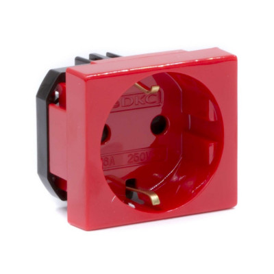 Розетка силовая серии Viva DKC 45015 2Р+Е со шторками красная Розетка силовая серии Viva DKC 45015 2Р+Е со шторками красная