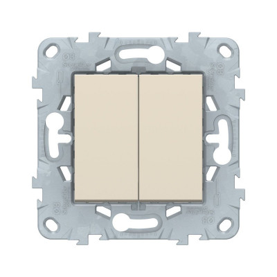 Переключатель двухклавишный SE NU521344 Unica New бежевый Переключатель двухклавишный SE NU521344 Unica New бежевый