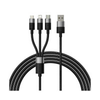 Интерфейсный кабель Baseus StarSpeed 1-for-3 USB to M+L+C 3.5A 1.2m Black (CAXS000001)