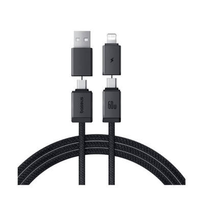 Интерфейсный кабель Baseus Versatile U+C to C+L 60W 1m White (P10383000211-00)