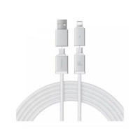 Интерфейсный кабель Baseus Versatile U+C to C+L 60W 2m White (P10383000211-01)