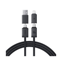 Интерфейсный кабель Baseus Versatile Two-for-Two U+C to C+L 60W 2m Black (P10383000121-02)