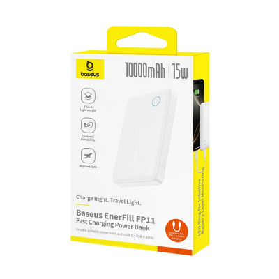 Портативный внешний аккумулятор Baseus EnerFill FP11 10000mAh 15W White (P1008210C213-00)
