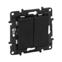 Выключатель двухклавишный Niloe Step 10А авт.клеммы Чёрный new Выключатель двухклавишный Niloe Step 10А авт.клеммы Чёрный new