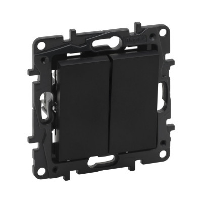 Выключатель двухклавишный Niloe Step 10А авт.клеммы Чёрный new