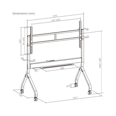 Стойка мобильная Brateck TTF19H-612FW Стойка мобильная Brateck TTF19H-612FW