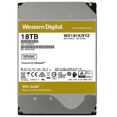 Жёсткий диск HDD 18 Tb SATA 6Gb/s Western Digital Gold WD181KRYZ  3.5