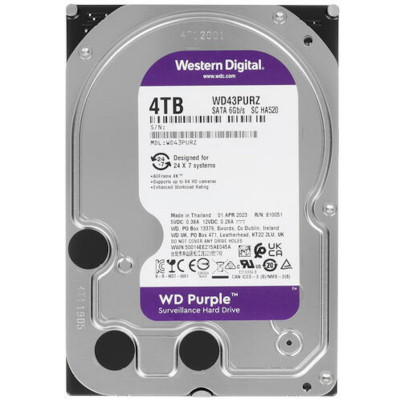 Жёсткий диск HDD 4 Tb SATA 6Gb/s Western Digital Purple WD43PURZ 3.5