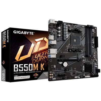 Материнская плата GIGABYTE B550M K, AM4, B550, DP+HDMI, 4SATA, 4DDR4, MATX