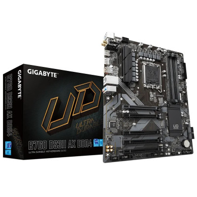 Материнская плата GIGABYTE B760M DS3H AX DDR4, LGA1700, B760, D-SUB+HDMI+2xDP, 2xM.2, 4xSATA