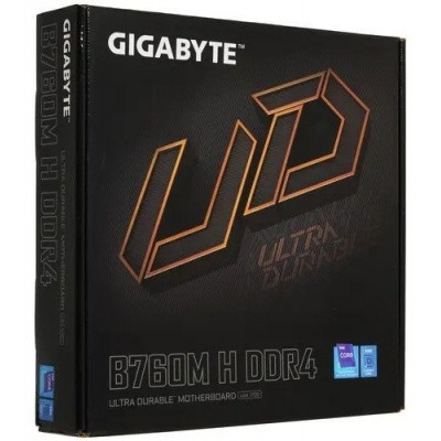 Материнская плата GIGABYTE B760M H DDR4, LGA1700, B760, D-SUB+HDMI, 2xDDR4, 2xM.2, 4xSATA