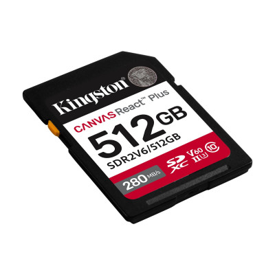 Карта памяти SD, Kingston Canvas React Plus, 512GB, SDR2V6/512GB, UHS-II, R280/W150, V60 Карта памяти SD, Kingston Canvas React Plus, 512GB, SDR2V6/512GB, UHS-II, R280/W150, V60