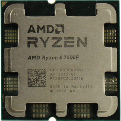 Процессор CPU AMD Ryzen 5 7500F 3.7(до 5.0) GHz, 6C/12T, 6+32Mb, TDP65W, Socket AM5, oem