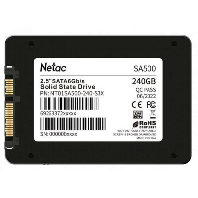 Твердотельный накопитель SSD 240Gb, SATA 6 Gb/s, Netac SA500, 2.5