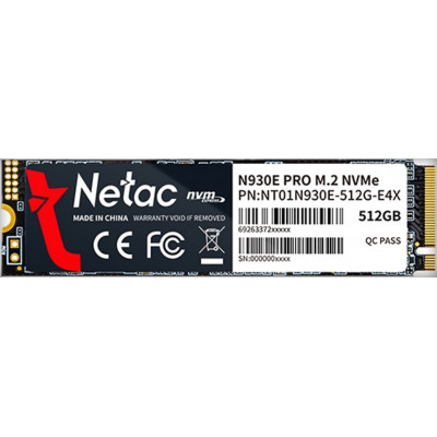 Твердотельный накопитель SSD 512Gb, M.2 2280, Netac N930E Pro, NVMe, PCIe 3x4, 2080R/1700W