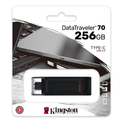 Флэш-накопитель Kingston 256Gb USB-C 3.2 Data Traveler 70 (Black) Флэш-накопитель Kingston 256Gb USB-C 3.2 Data Traveler 70 (Black)