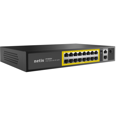Коммутатор Netis P116GH, 16x10/100 LAN PoE, 2xGigabit Uplink, 1xSFP, 240W PoE