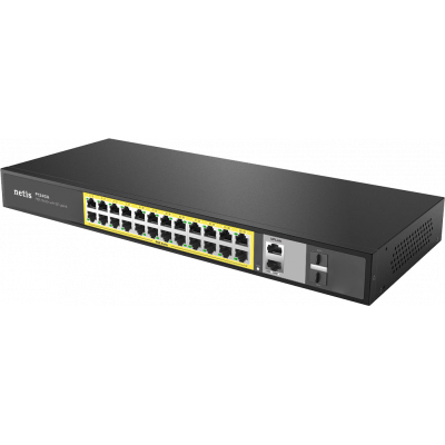 Коммутатор Netis P124GH, 24x10/100 LAN PoE, 2xGigabit Uplink, 2xSFP, 320W PoE