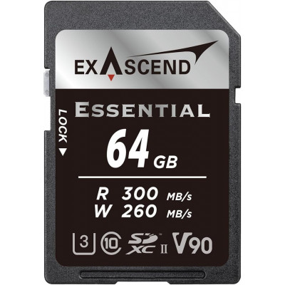 Карта памяти SD Exascend Essential, 64Gb, SDXC II, UHS-II (V90), R300/W260 Карта памяти SD Exascend Essential, 64Gb, SDXC II, UHS-II (V90), R300/W260