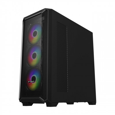 Компьютерный корпус FSP CMT591A, Без БП, 2xUSB3.0, 4xFAN120 ARGB, Tempered Glass, Black, E-ATX