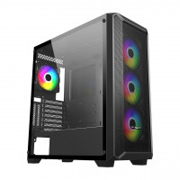 Компьютерный корпус FSP CMT591A, Без БП, 2xUSB3.0, 4xFAN120 ARGB, Tempered Glass, Black, E-ATX