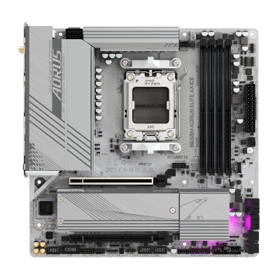 Материнская плата GIGABYTE B650M A ELITE AX ICE, AM5, B650, PCIe4.0, HDMI+DP, 4xDDR5, 2.5GLAN, mATX