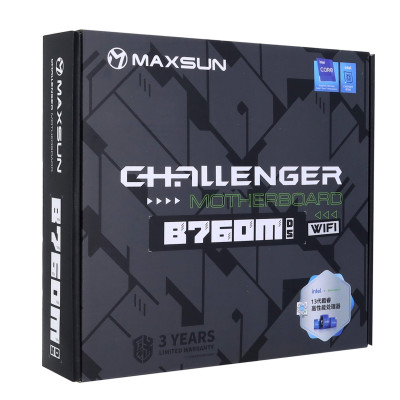 Материнская плата MaxSun Challenger B760M D5 WIFI, LGA1700, 2xDDR5, 3xSATA, 2xM.2, HDMI+VGA, mATX