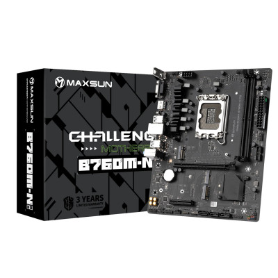 Материнская плата MaxSun Challenger B760M-N D5, LGA1700, 2xDDR5, 3xSATA, 2xM.2, HDMI+VGA, mATX