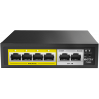 Коммутатор Netis P106C, 4x100 LAN PoE(max 30W/port), 2x100 Uplink, max 60W PoE