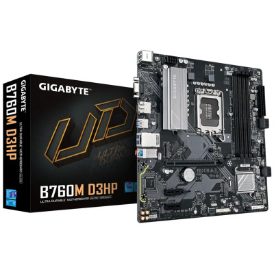 Материнская плата GIGABYTE B760M D3HP, LGA1700, B760, PCIe4.0, 4xDDR5, D-SUB+HDMI+DP, 2xM.2, mATX