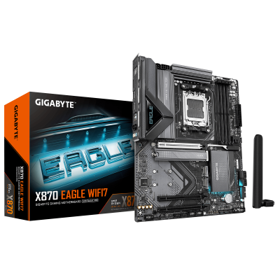 Материнская плата GIGABYTE X870 EAGLE WIFI7, AM5 X870, 4xDDR5, PCIe5.0, HDMI+2xUSB4, 3xM.2, ATX