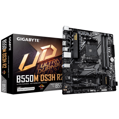 Материнская плата GIGABYTE B550M DS3H R2, AM4, 4xDDR4, PCIe4.0, DP+HDMI, 2xM.2, GLAN, mATX