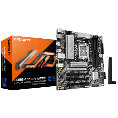Материнская плата GIGABYTE B860M DS3H WIFI6E, LGA1851, 4xDDR5, PCIe5.0, HDMI+DP, 2xM.2, BT5.3, mATX