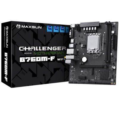 Материнская плата MaxSun Challenger B760M-F WIFI, LGA1700, 2xDDR4, PCIe4.0, HDMI+VGA, M.2, mATX