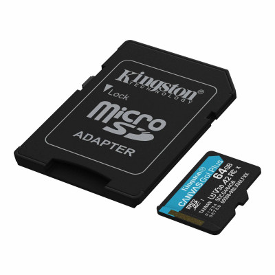Карта памяти MicroSD, Kingston Canvas Go! Plus Gen4, 64GB, SDCG4/64GB, Class 10, UHS-I, R200/W160 Карта памяти MicroSD, Kingston Canvas Go! Plus Gen4, 64GB, SDCG4/64GB, Class 10, UHS-I, R200/W160