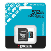 Карта памяти MicroSD, Kingston Canvas Go! Plus Gen4, 512GB, SDCG4/512GB, Class 10, UHS-I, R200/W160