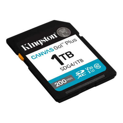 Карта памяти SD, Kingston Canvas Go! Plus, 1TB, SDG4/1TB, Class 10, UHS-I, R200/W160