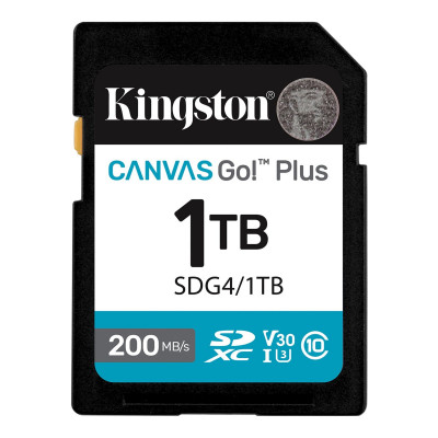 Карта памяти SD, Kingston Canvas Go! Plus, 1TB, SDG4/1TB, Class 10, UHS-I, R200/W160