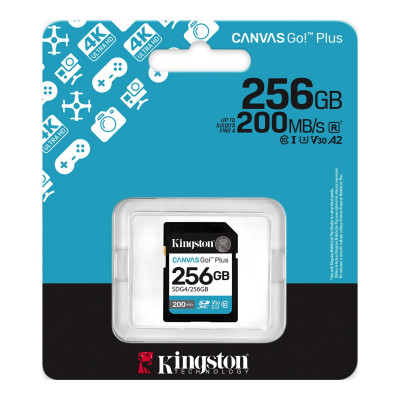 Карта памяти SD, Kingston Canvas Go! Plus, 256GB, SDG4/256GB, Class 10, UHS-I, R200/W160 Карта памяти SD, Kingston Canvas Go! Plus, 256GB, SDG4/256GB, Class 10, UHS-I, R200/W160