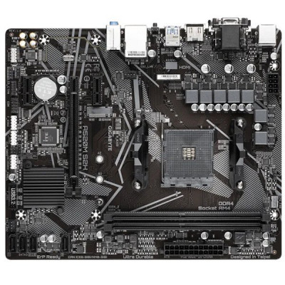 Материнская плата GIGABYTE A520M S2H, AM4, 2xDDR4, PCIe3.0, VGA+DVI+HDMI, 4xSATA, M.2, GLAN, mATX