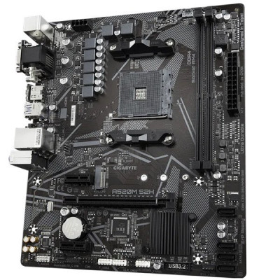 Материнская плата GIGABYTE A520M S2H, AM4, 2xDDR4, PCIe3.0, VGA+DVI+HDMI, 4xSATA, M.2, GLAN, mATX
