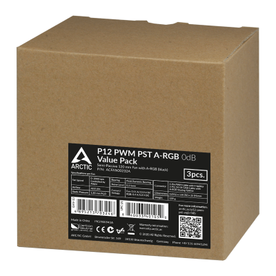 Кулер для корпуса ARCTIC P12 PWM PST A-RGB (Black) - 3 Pack, ACFAN00232A, 12cm, 200-2000rpm, 4Pin Кулер для корпуса ARCTIC P12 PWM PST A-RGB (Black) - 3 Pack, ACFAN00232A, 12cm, 200-2000rpm, 4Pin
