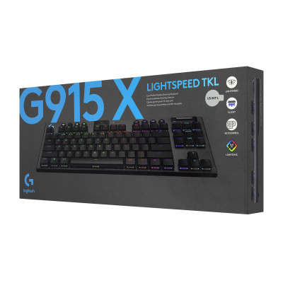 Клавиатура Logitech G915 X Lightspeed TKL, GL Clicky switch, 87 keys, EN, 2.4GHz/BT/Cable, Черный