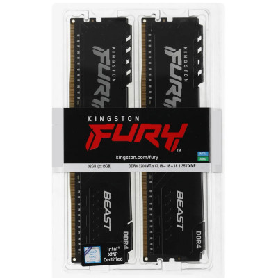 Модуль памяти Kingston Fury Beast KF432C16BB1K2/32WP DDR4 DIMM 32Gb KIT (2x16) 3200MHz CL16
