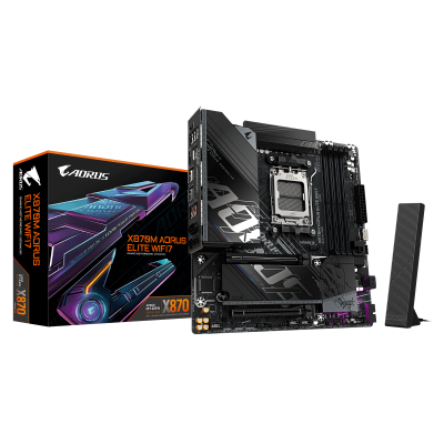 Материнская плата GIGABYTE X870M AORUS ELITE WF7, AM5, X870, 4xDDR5, 2xHDMI+2xUSB4, 2xM.2, mATX