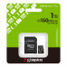Карта памяти microSDXC 1TB, Kingston SDCS3/1TB, Canvas Select Plus Gen3, A1, V10, 100M/s, +adapter
